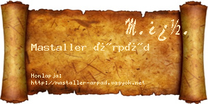 Mastaller Árpád névjegykártya